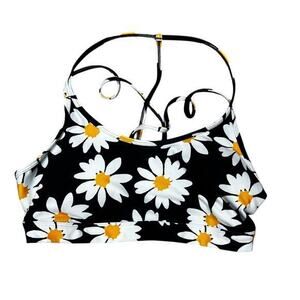 GILLY HICKS Find Your Happy Place Black Daisy sports bra cami NWOT sz M